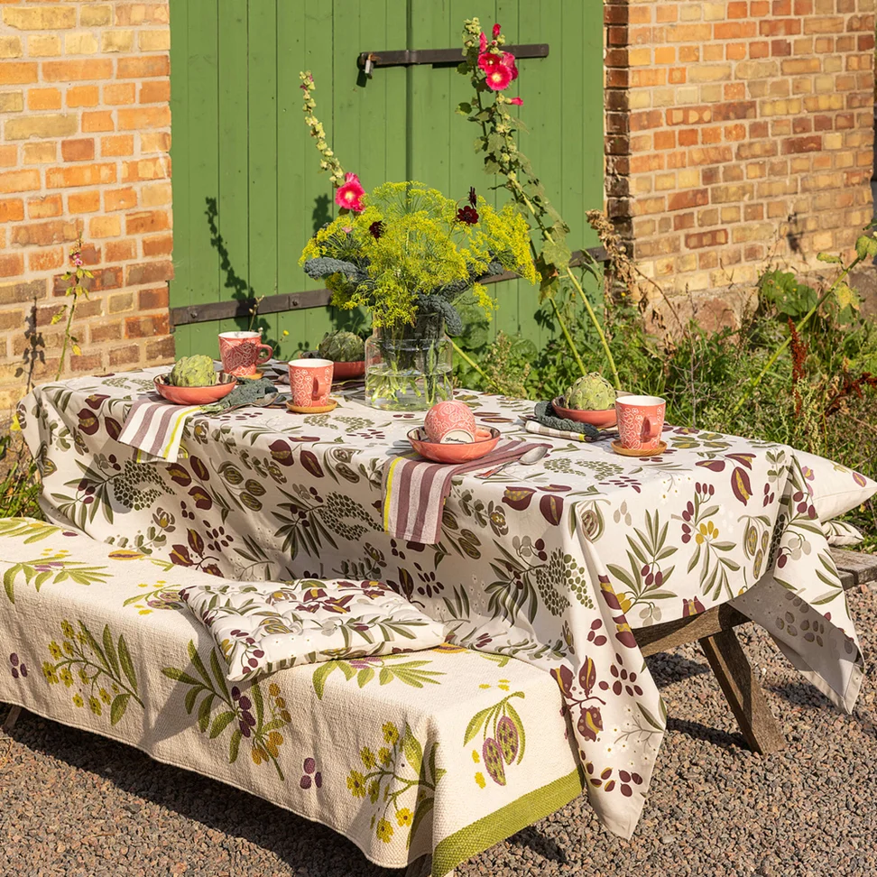 Nappe "Olives » en coton biologique - naturel