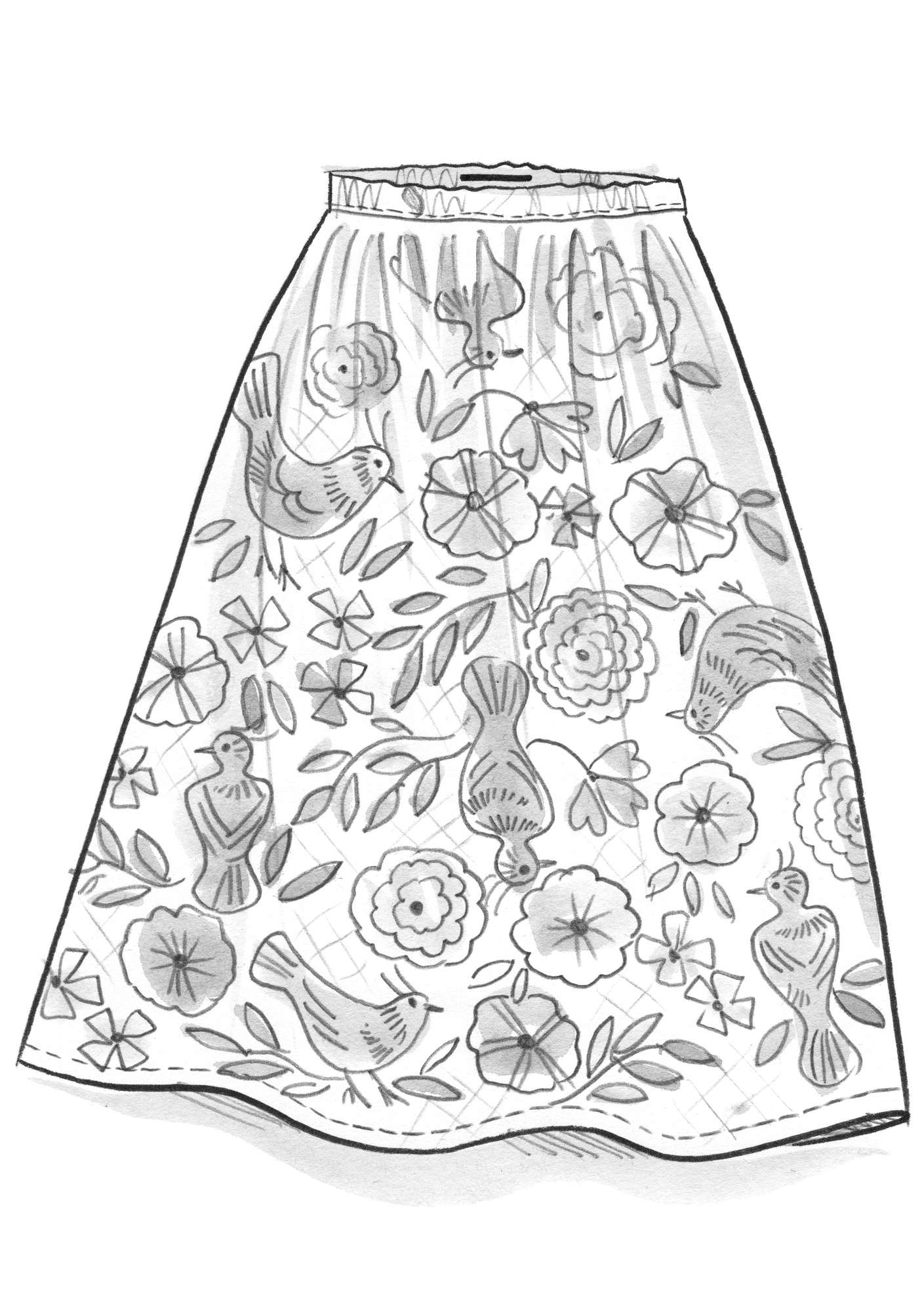 “Paraquite” woven organic cotton skirt