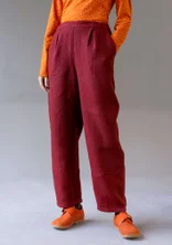 Garment-washed woven linen trousers - dark agate red