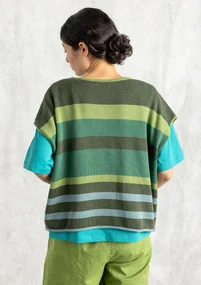 “Rut” knitted top in a blend of organic and recycled cotton - green sea glass/stripe