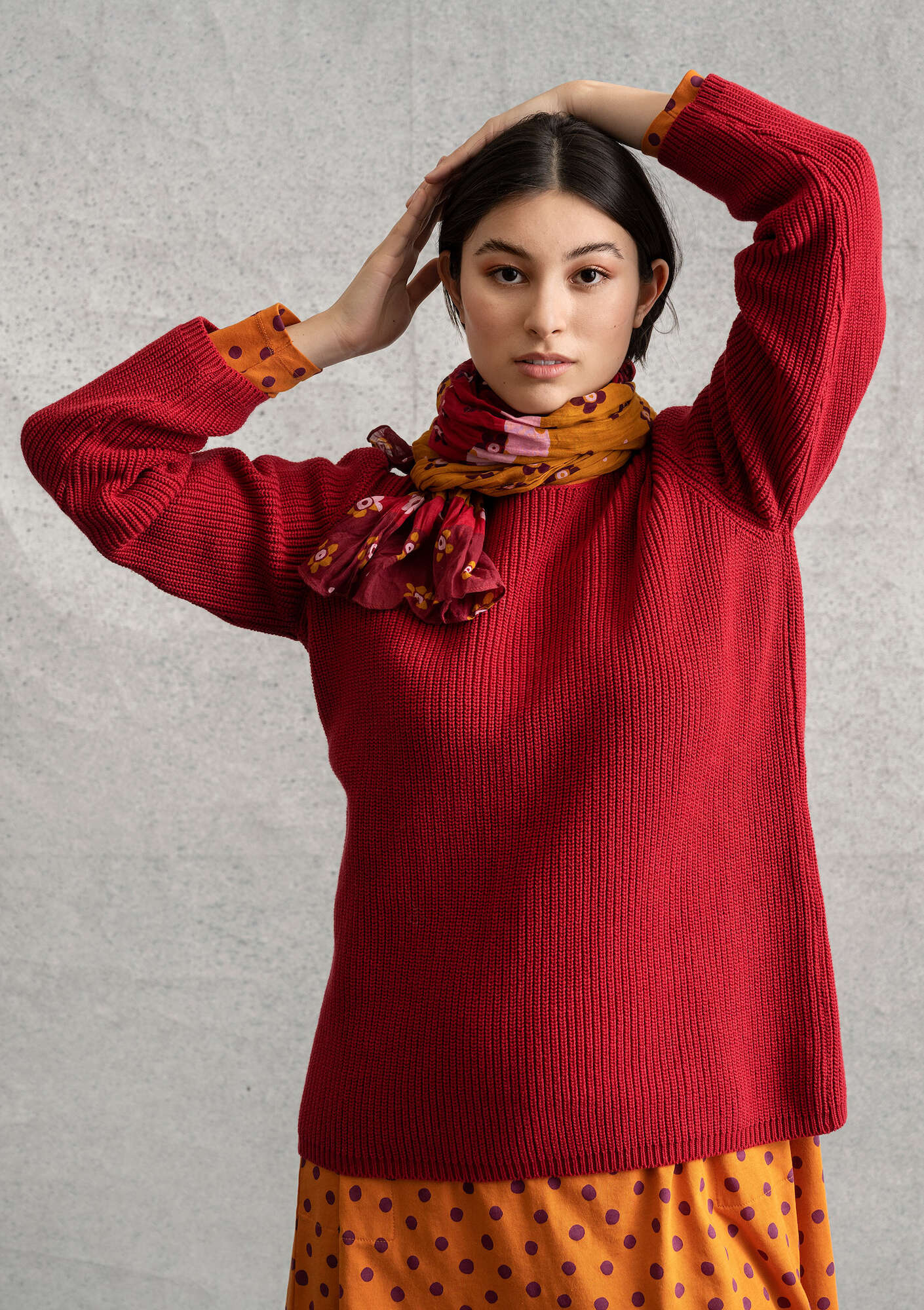BÄSTIS sweater in recycled cotton poppy thumbnail