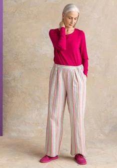 Broek "Esme" van geweven biologisch katoen/linnen - multicolour/gestreept