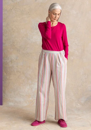 “Esme” woven organic cotton/linen trousers - multicoloured/striped