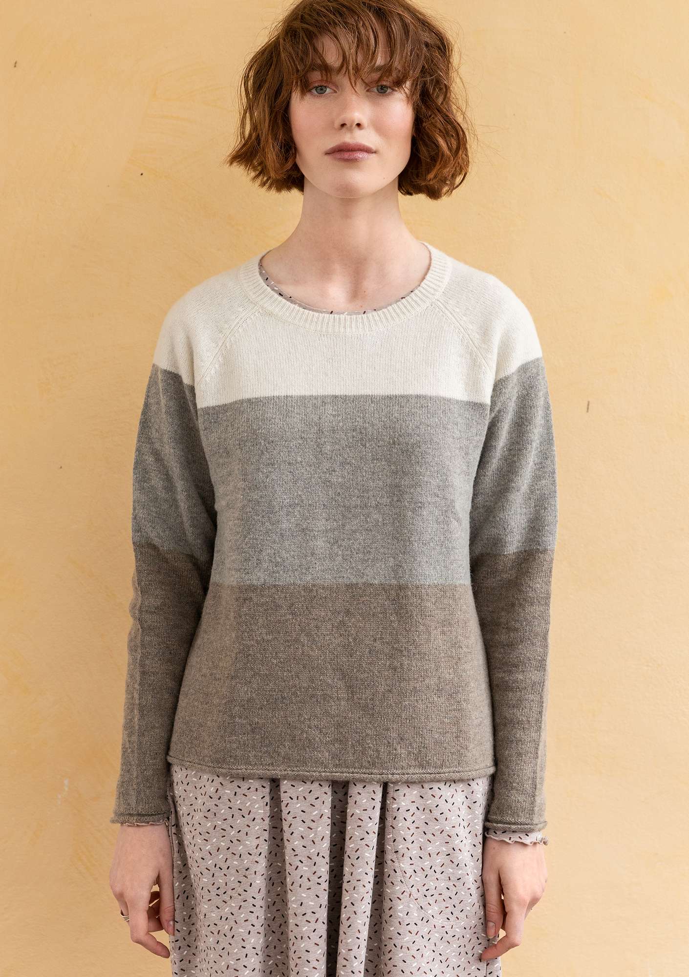 “Spicy” sweater in lambswool/recycled nylon light gray melange thumbnail