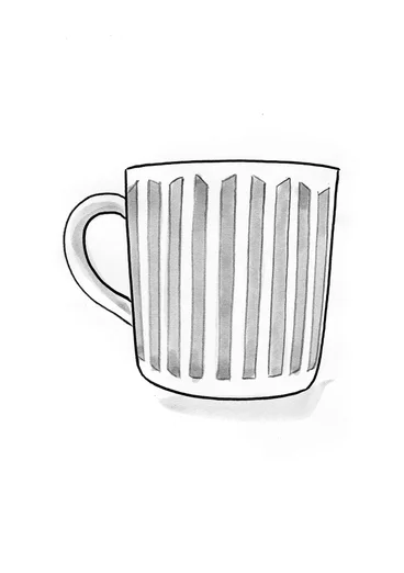 Tasse "Joy" en céramique - noir/rayure