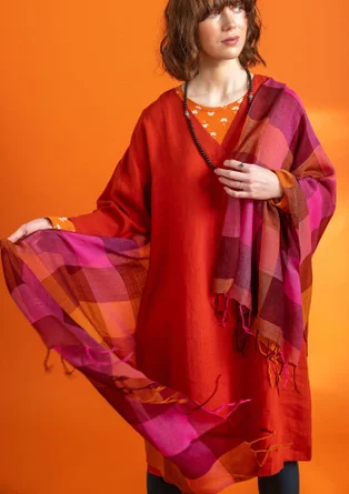 “Cleo” yarn-dyed wool shawl - agate red