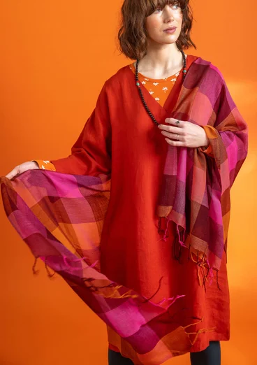 “Cleo” yarn-dyed wool shawl - agate red