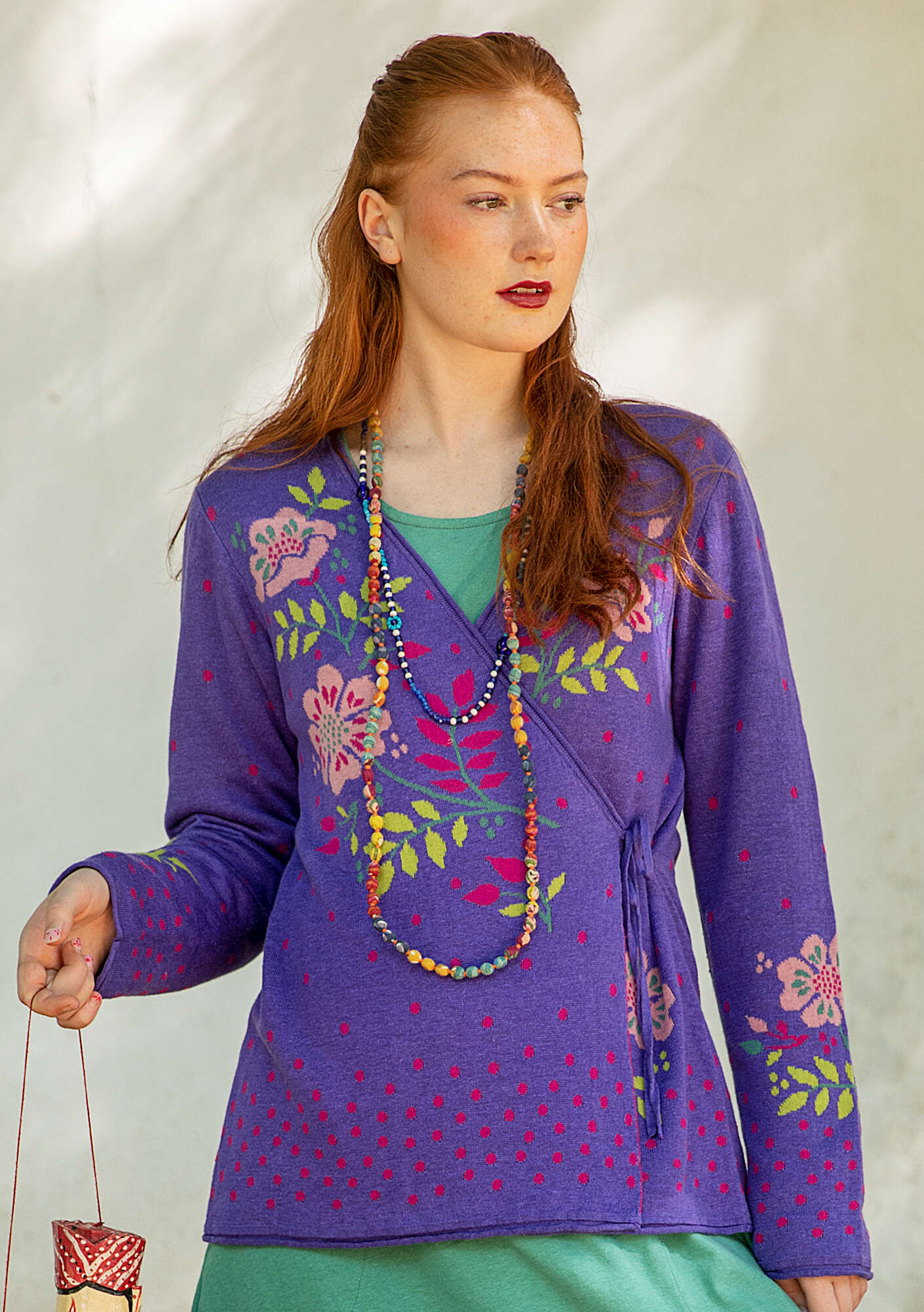 “Primavera” cardigan in linen/organic and recycled cotton amethyst
