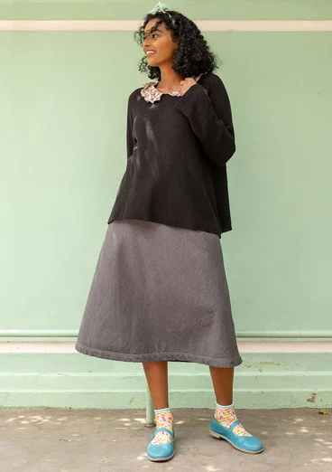 Vävd lång kjol "Ines" i ekologisk bomull - grafit