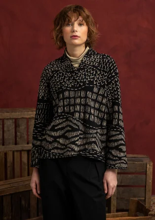 “Fields” patterned organic cotton sweater - black umber