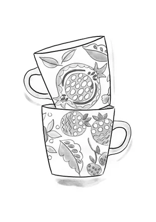 “Fruits” ceramic mug - dark ash grey
