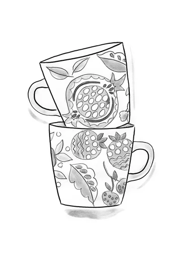 “Fruits” ceramic mug - dark ash grey