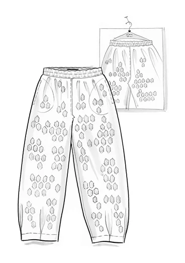 Vævede bukser "Vendela" i økologisk bomuld - sort/mønstret