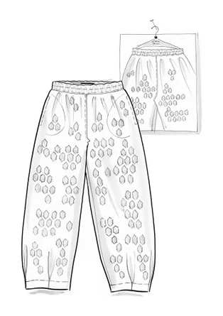 Vævede bukser "Vendela" i økologisk bomuld - sort/mønstret