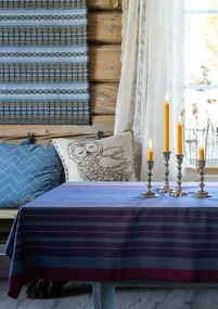 “Alaska Sky” tablecloth in organic cotton - midnight blue