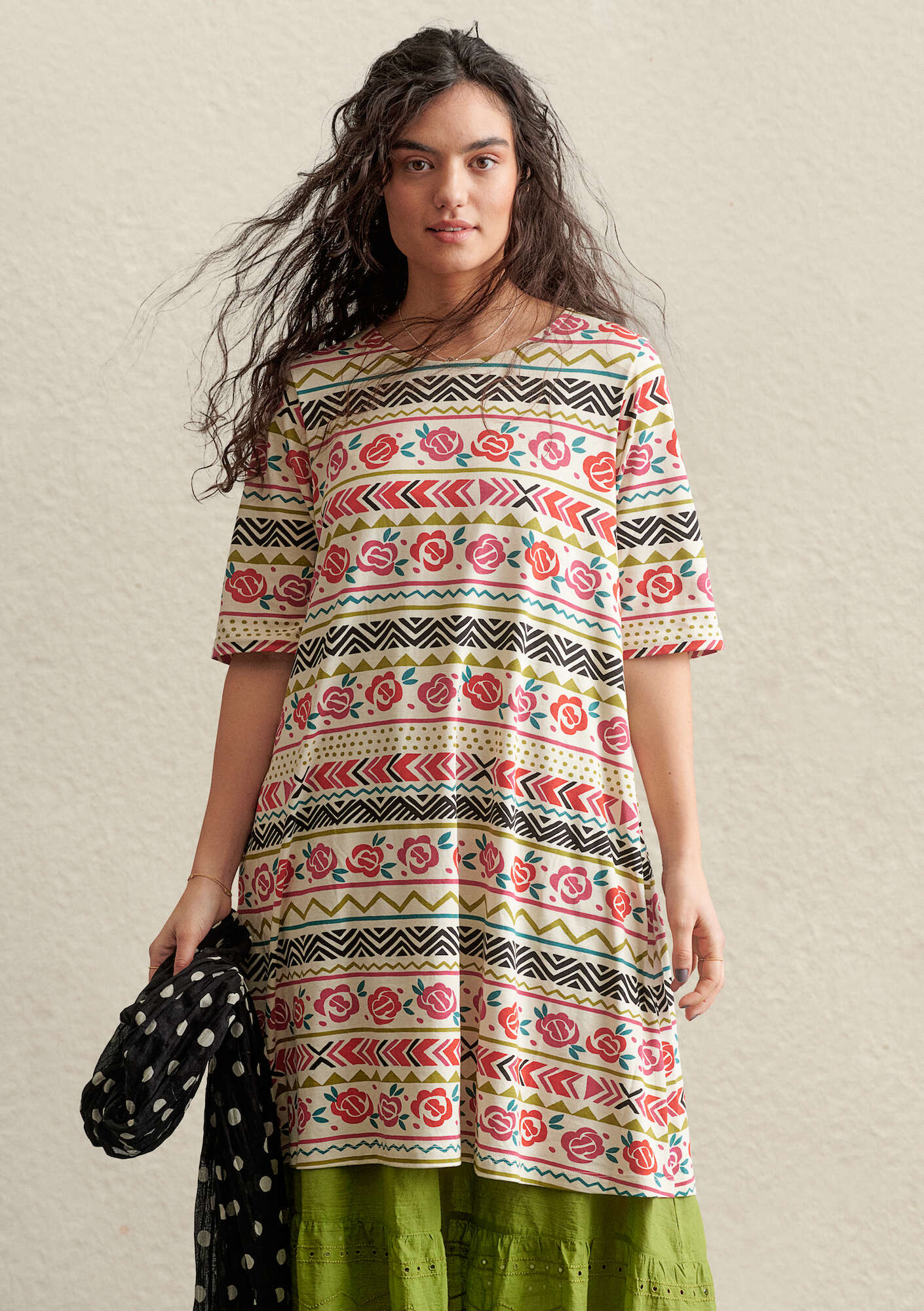 Tricot jurk  Guatemala  van biologisch katoen/modal amandelmelk