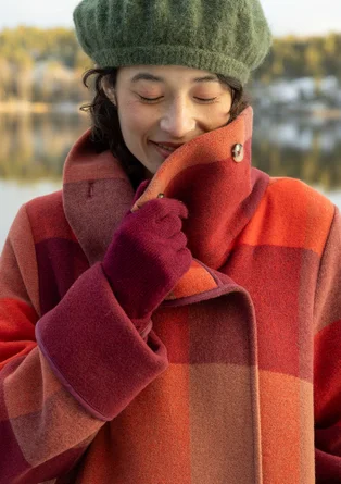“Alberta” recycled wool/recycled polyester coat - rooibos/patterned