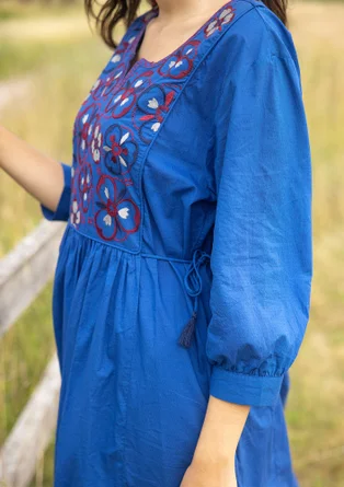 Kleid „Sahara“ aus Bio-Baumwollgewebe - porzellanblau