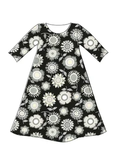 Tricot jurk "Sunflower" van lyocell/elastaan - svart