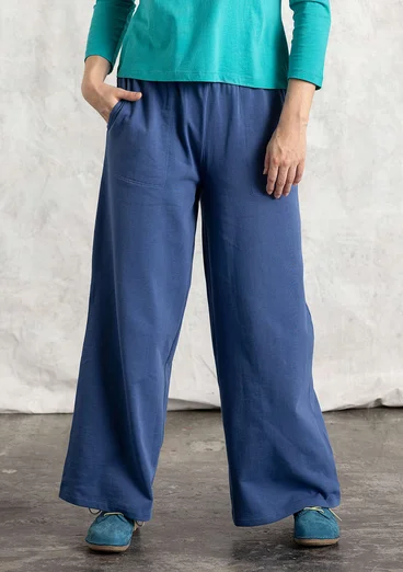 Organic cotton jersey trousers - mountain blue