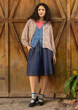 Gilet "Pauline" en coton biologique/recyclé - indigo