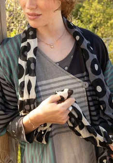 Vävd blus "Madras" i ekologisk bomull - svart