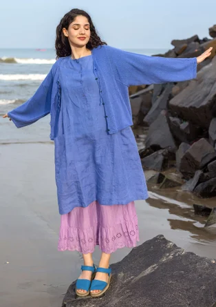 Linen/organic cotton cardigan - blue lotus