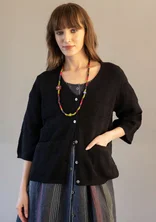 Gilet en maille texturée de coton biologique - noir
