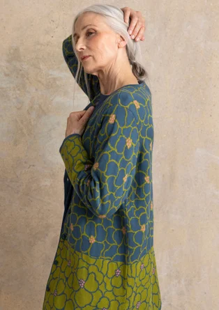 Lang vest "Theia" van biologisch/gerecycled katoen - indigogroen