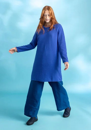 Linen/recycled cotton tunic - brilliant blue