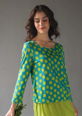 “Aina” jersey top in organic cotton/modal - oriental green/lime green
