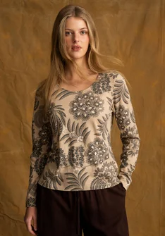 Gemustertes Shirt „Sanvi“ aus Bio-Baumwolle - dunkelnatur