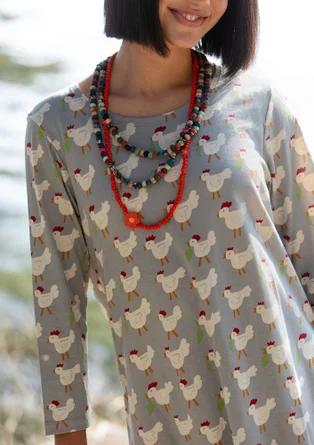 “Agda” patterned tunic in organic cotton/modal - heron