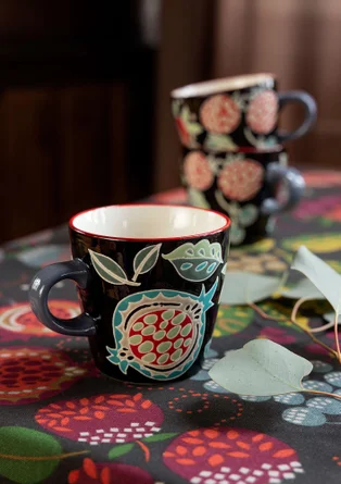 “Fruits” ceramic mug - dark ash grey
