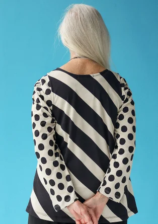 “Aina” jersey top in organic cotton/modal - feather/black