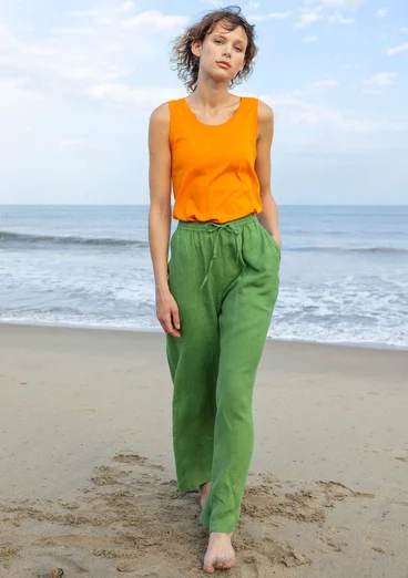 Hose aus Leinengewebe - koriander