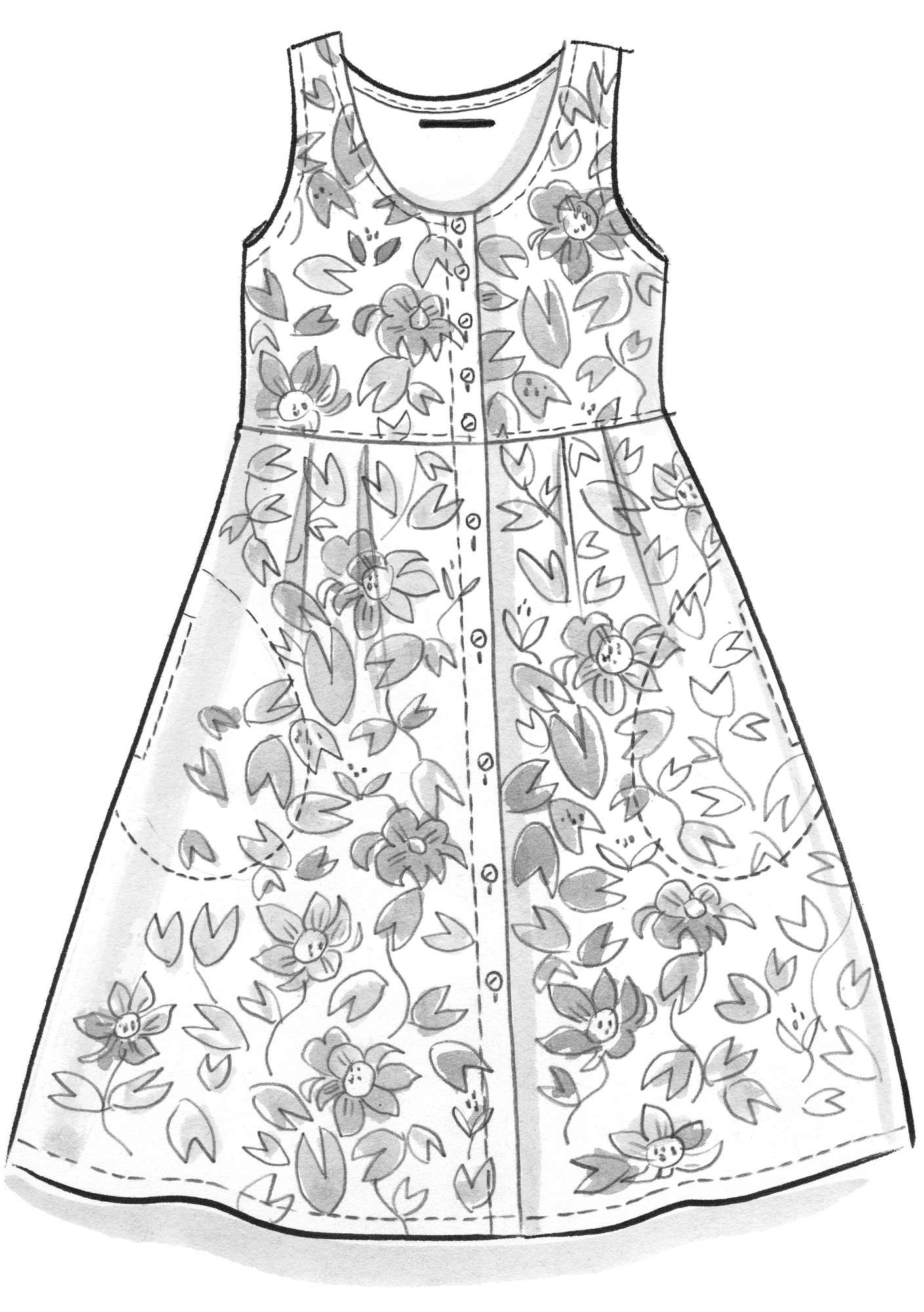 Vevd kjole «Lotus» i økologisk bomull