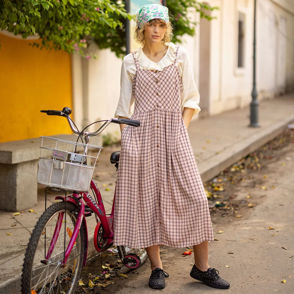 “Juliette” woven sleeveless dress in viscose - light peach