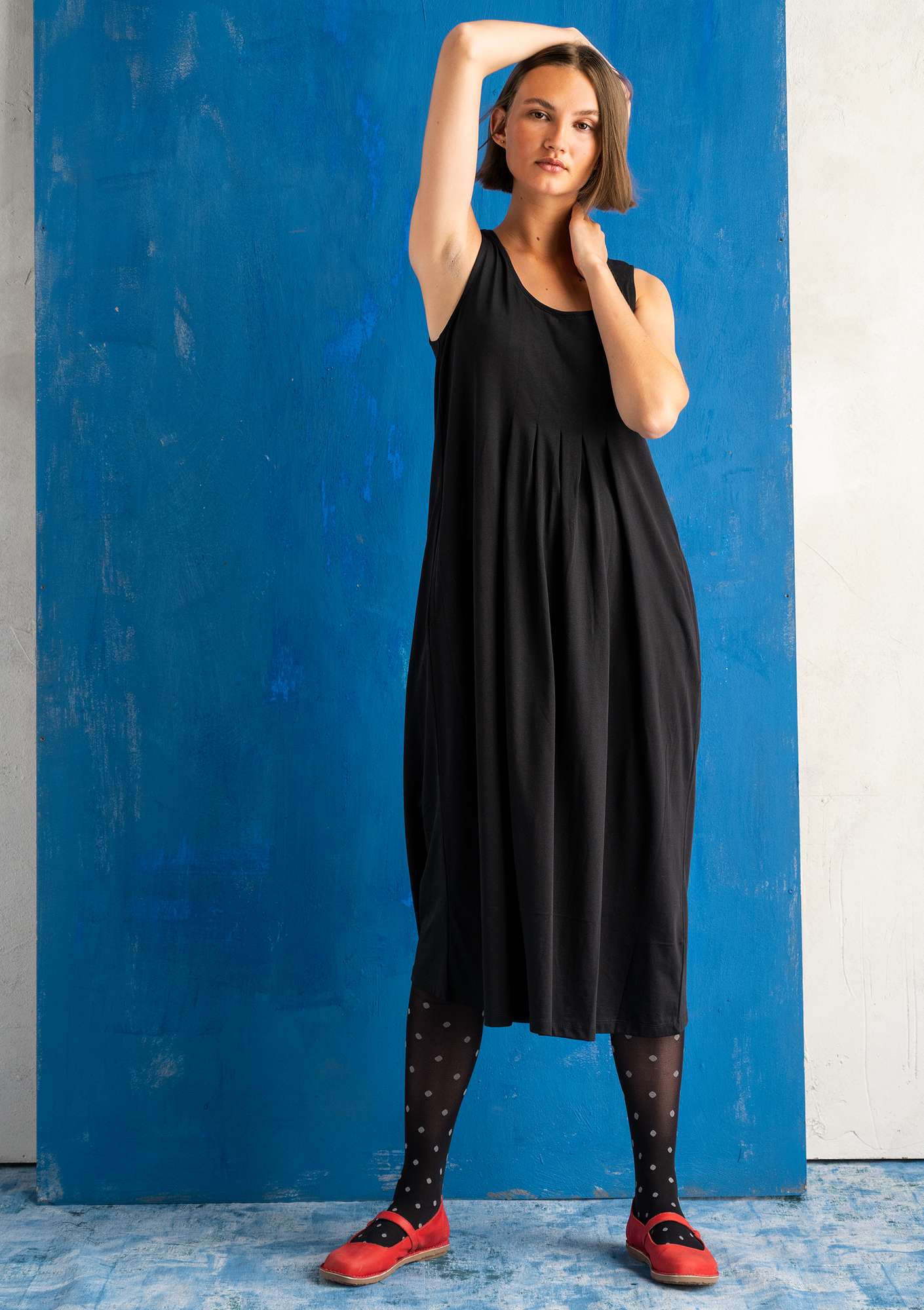 “Himmel” organic cotton/modal jersey dress  black thumbnail