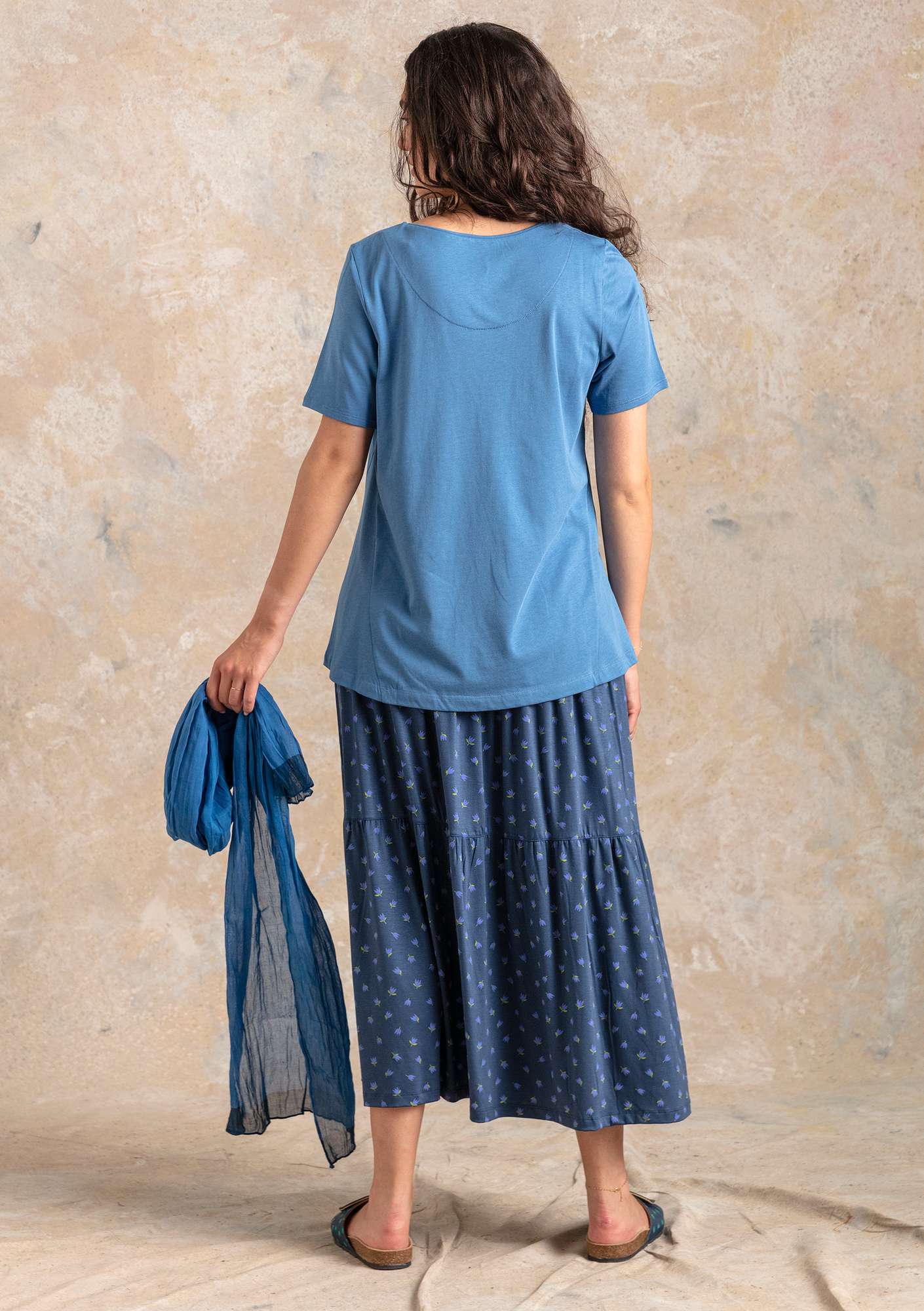 “Adena” lyocell/elastane jersey skirt indigo/patterned thumbnail