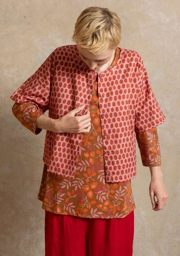 Geweven blouse "Vendela" van biologisch katoen - zalmroze/dessin