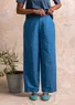Pantalon en tissu de coton biologique/lin (bleu lin XL)
