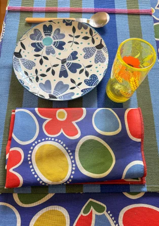 Lot de 2 serviettes de table "Sol" en coton biologique - bleu cobalt