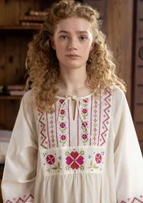 “Twinkle” nightgown in organic cotton - light ecru