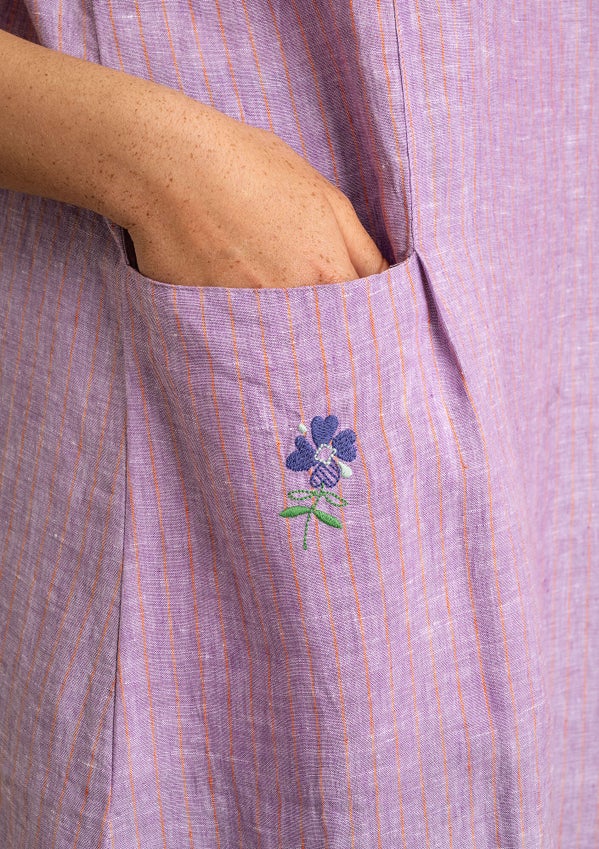 Ærmeløs kjole powder purple/striped