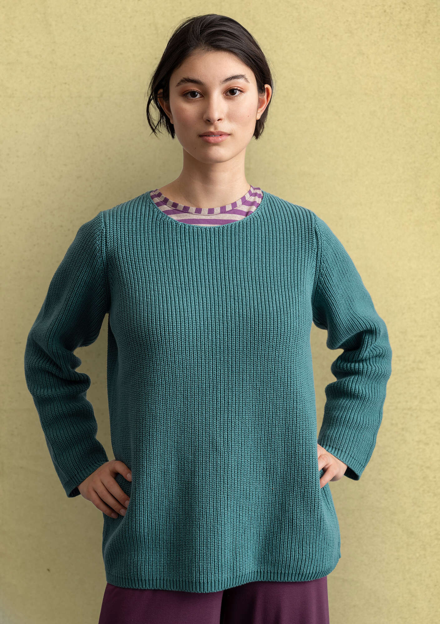 BÄSTIS sweater in recycled cotton verona green thumbnail