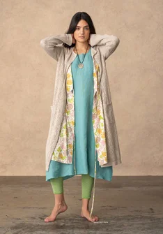 Long gilet pointelle "Niwa" en coton biologique/recyclé - naturel