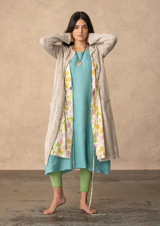 “Niwa” pointelle coatigan in a blend of organic and recycled cotton - natural