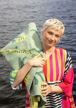 "Wildflower" organic cotton rug - dusty green