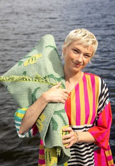 "Wildflower" organic cotton rug - dusty green